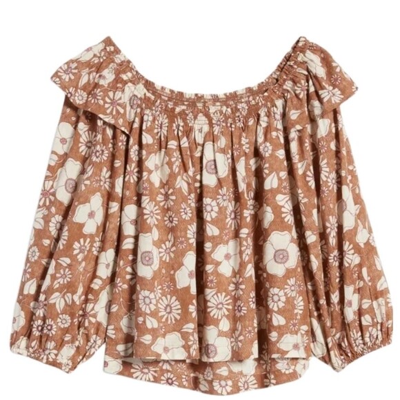 FREE PEOPLE Miss Daisy Cotton Printed Top Sz XSMALL - Picture 6 of 13